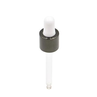 白いゴム製頭部の光沢のある黒いプラスチックびんの点滴器によって陽極酸化されるアルミニウム点滴器